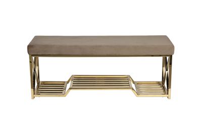Банкетка Garda Decor 47ED-01000 Банкетка велюр серо-бежевый, золото 120*40*47см арт. 47ED-01000