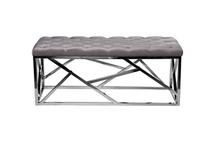 Банкетка Garda Decor 76AR-7160BAN-SER Банкетка велюр серый/хром 110*42*46см арт. 76AR-7160BAN-SER