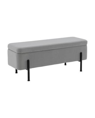 Банкетка Stool Group Банкетка Болейн с ящиком велюр серый черные ножки арт. УТ000040204