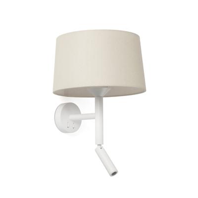 Бра Faro Настенный светильник Windsor белый/Leinen с ридером 1xE27 арт. 219403