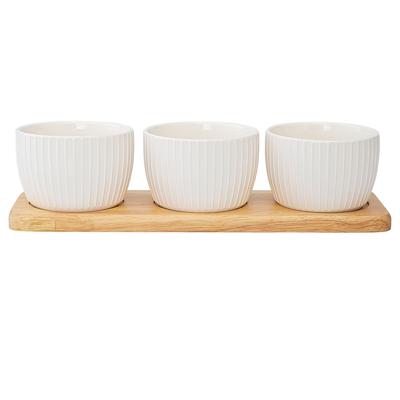 Чаша ЯЯЯ Набор из 3 чаш на деревянной подставке soft ripples, dual glazing, 200 мл арт. LJ000021