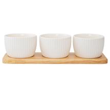 Чаша ЯЯЯ Набор из 3 чаш на деревянной подставке soft ripples, dual glazing, 200 мл арт. LJ000021