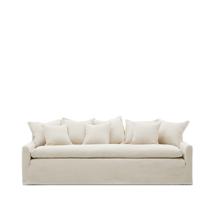 Чехол La Forma (ех Julia Grup) Чехол на 3-местный диван Zenira с подушками из хлопка и льна бежевого цвета, 230 см арт. 191758