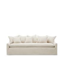Чехол La Forma (ех Julia Grup) Чехол на 3-местный диван Zenira с подушками из хлопка и льна бежевого цвета, 230 см арт. 191758