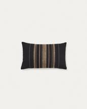 Чехол La Forma (ех Julia Grup) Чехол для подушки Sairu из льна черного цвета с бежевой вышивкой 30 x 50 см арт. 262055