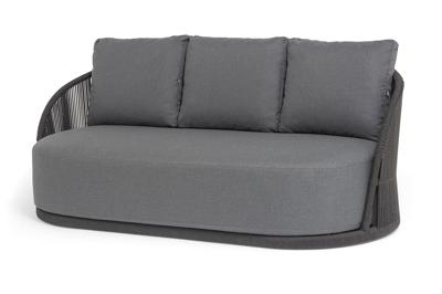 Диван 4SIS "Монтелла" диван 3-местный плетеный из роупа, каркас алюминий темно-серый (RAL7024) муар, роуп темно-серый круглый, ткань темно-серая 027 арт. MONT-S-3-001 RAL7024 Mua D-grey(D-gray027)