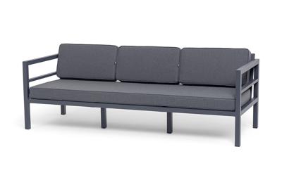 Диван 4SIS "Эстелья" диван 3-местный, каркас алюминий темно-серый (RAL7024) муар, ткань темно-серая 027 арт. EST-S-3-001 RAL7024 Mua(D-gray027)