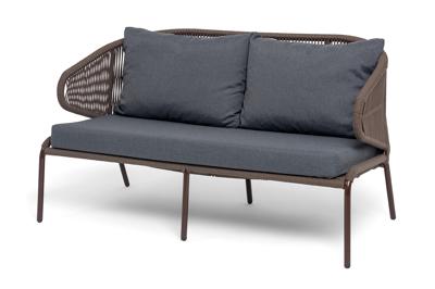 Диван 4SIS "Милан" диван 2-местный плетеный из роупа, каркас алюминий коричневый (RAL8016) муар, роуп коричневый круглый, ткань темно-серая 027 арт. MIL-S-2-001 RAL8016 Mua brown(D-gray027)