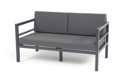 Диван 4SIS "Эстелья" диван 2-местный, каркас алюминий темно-серый (RAL7024) муар, ткань темно-серая 027 арт. EST-S-2-001 RAL7024 Mua(D-gray027)