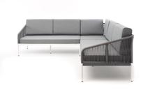 Диван 4SIS "Канны" диван модульный плетеный из роупа, каркас алюминий белый, роуп светло-серый круглый, ткань светло-серая арт. KAN-MS-001 W H-grey(H-gray)