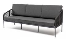 Диван 4SIS "Канны" диван 3-местный плетеный из роупа, каркас алюминий темно-серый (RAL7024) шагрень, роуп темно-серый круглый, ткань Savana grafit арт. KAN-S-3-001 RAL7024 Mua D-grey(D-gray019)