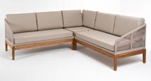 Диван 4SIS "Канны" диван модульный плетеный из роупа, основание дуб, роуп бежевый круглый, ткань бежевая 035 арт. KAN-MS-T001 beige(beige035)