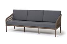 Диван 4SIS "Канны" диван 3-местный плетеный из роупа, каркас алюминий темно-серый (RAL7024) шагрень, роуп темно-серый круглый, ткань темно-серая 019 арт. KAN-S-3-001 RAL8016 Mua brown(D-gray027)