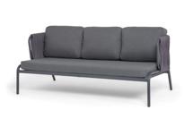 Диван 4SIS "Ронда" диван 3-местный плетеный из роупа, каркас алюминий темно-серый (RAL7024) муар, роуп серый 40 мм tex, ткань темно-серая 027 арт. RON-S-3-001 RAL7024 MuaT-grey(D-gray027)