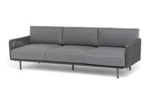 Диван 4SIS "Джелло" диван 3-местный плетеный из роупа, каркас алюминий темно-серый (RAL7024) муар, роуп темно-серый круглый, ткань темно-серая 027 арт. JEL-S-3-001 RAL7024 Mua D-grey(D-gray027)