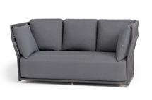 Диван 4SIS "Лугано" диван 3-местный плетеный из роупа, каркас алюминий темно-серый (RAL7024) муар, роуп темно-серый круглый, ткань темно-серая YB25-0027 арт. LUG-S-3-001 RAL7024 Mua D-grey(D-grayYB25-0027)