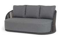 Диван 4SIS "Монтелла" диван 3-местный плетеный из роупа, каркас алюминий темно-серый (RAL7024) муар, роуп темно-серый круглый, ткань темно-серая 027 арт. MONT-S-3-001 RAL7024 Mua D-grey(D-gray027)