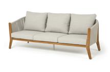 Диван 4SIS "Сидней" диван 3-местный плетеный из роупа, основание тик, каркас алюминий бежевый, роуп бежевый, ткань бежевая арт. RY24039B-3S