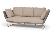 Диван 4SIS "Фиджи" диван 3-местный плетеный из роупа, каркас алюминий светло-серый (RAL7035) муар, роуп серый меланж круглый, ткань Mossle бежевая арт. FID-S-3-001 RAL7035 Mua mel-grey(beige160)