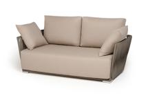 Диван 4SIS "Форли" диван 2-местный плетеный из роупа, каркас алюминий светло-серый (RAL7035) муар, роуп серо-коричневый 23мм, ткань Mossle бежевая арт. FOR-S-2-002 RAL7035 Mua G-brown(beige160)