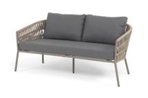 Диван 4SIS "Комо" диван 2-местный плетеный из роупа, каркас алюминий бежево-серый (RAL7006) муар, роуп серо-коричневый 23мм, ткань темно-серая 027 арт. COM-S-2-001 RAL7006 Mua S-G-brown(D-gray027)