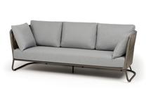 Диван 4SIS "Багамы" диван 3-местный плетеный из роупа, каркас алюминий бежево-серый (RAL7006) муар, роуп серо-коричневый 23мм, ткань светло-серая арт. BAG-S-3-001 RAL7006 Mua S-G-brown(H-gray)