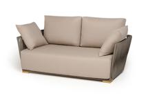 Диван 4SIS "Форли" диван 2-местный плетеный из роупа, каркас алюминий светло-серый (RAL7035) муар, роуп серо-коричневый 23мм, ткань Mossle бежевая арт. FOR-S-2-002 RAL7035 Mua G-brown(beige160)