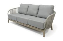 Диван 4SIS "Прато" диван трехместный из искусственного ротанга, цвет светло-серый, каркас под дерево (холодно-бежевый) арт. DF25102-3S