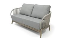 Диван 4SIS "Прато" диван двухместный из искусственного ротанга, цвет светло-серый, каркас под дерево (холодно-бежевый) арт. DF25102-2S