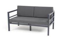 Диван 4SIS "Эстелья" диван 2-местный, каркас алюминий темно-серый (RAL7024) муар, ткань темно-серая 027 арт. EST-S-2-001 RAL7024 Mua(D-gray027)