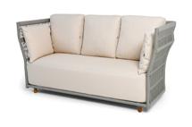 Диван 4SIS "Лугано" диван 3-местный плетеный из роупа, каркас алюминий светло-серый (RAL7035) муар, роуп серый меланж круглый, ткань Mossle светло-бежевая арт. LUG-S-3-001 RAL7035 Mua mel-grey(beige100)