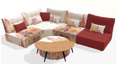 Диван Fama Модульный диван Arianne Love, ножки - пластик Black 3 cm, ткань New York S.6 / Galaxy 012, 025 S.6 арт. 434616