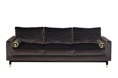 Диван Garda Decor Диван Madrid Memory с кантом трехм. без мех.,велюр серый Riv96 арт. MADRID-Mem2K-СЕР-Riv96+Atl126