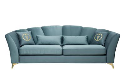 Диван Garda Decor Диван Аннет(Annette) трехместный без мех,велюр бирюз.Colt1004/зол 250*100*95 арт. ANNETTE-3-2K-Colt1004
