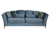 Диван Garda Decor Диван Annette трехместный раскл,велюр бирюз.Riv87/зол 250*100*95 арт. ANNETTE-3M-2K-БИРЮЗОВЫЙ-Riv87