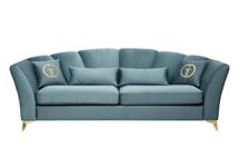 Диван Garda Decor Диван Аннет(Annette) трехместный без мех,велюр бирюз.Colt1004/зол 250*100*95 арт. ANNETTE-3-2K-Colt1004