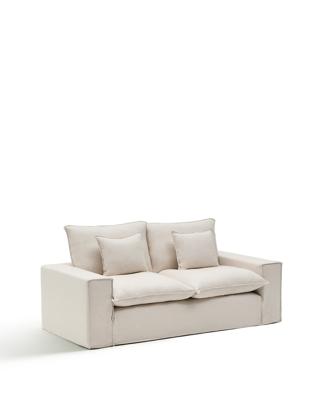 Диван La Forma (ех Julia Grup) Двухместный диван Anarela из бежевого льна и вискозы со съемным чехлом, 220 см арт. 483113