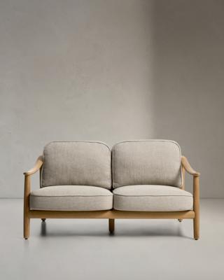 Диван La Forma (ех Julia Grup) Уличный 2-х местный диван Elunda из тикового дерева и бежевой веревки арт. 482219