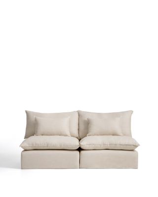 Диван La Forma (ех Julia Grup) Модульный трехместный диван Anarela из бежевого льна и вискозы со съемным чехлом, 220 см арт. 483125