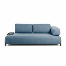 Диван La Forma (ех Julia Grup) Синий 3-местный диван Compo с маленьким подносом 232 см арт. 082831