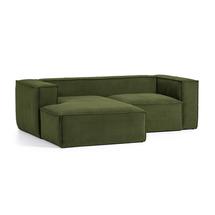 Диван La Forma (ех Julia Grup) 2-местный диван Blok с левым шезлонгом в зеленом толстом вельвете 240 см арт. 109752