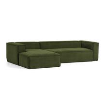 Диван La Forma (ех Julia Grup) 3-х местный диван Blok с левым шезлонгом в зеленом толстом вельвете 300 см арт. 109682