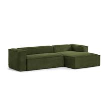 Диван La Forma (ех Julia Grup) 3-х местный диван Blok с правым шезлонгом в зеленом толстом вельвете 300 см арт. 109683