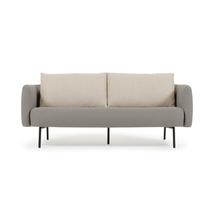 Диван La Forma (ех Julia Grup) Трехместный серый диван Walkyria бежевые подушки и черные металлические ножки арт. 110432