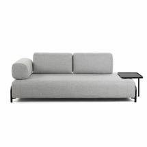 Диван La Forma (ех Julia Grup) 3-х местный диван Compo светло-серый с большим подносом арт. 070579