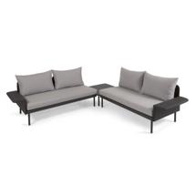 Диван La Forma (ех Julia Grup) Комплект уличной мебели Zaltana 2 дивана и стол с черной матовой отделкой арт. 114301