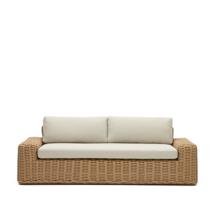 Диван La Forma (ех Julia Grup) Portlligat 3-х местный уличный диван из искусственного ротанга с натуральной отделкой арт. 157175