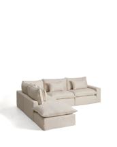 Диван La Forma (ех Julia Grup) Угловой модульный диван Anarela бежевый из льна и вискозы со съемным чехлом, 307 x 347 арт. 483159