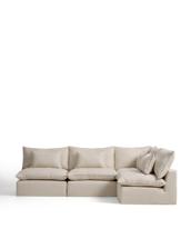 Диван La Forma (ех Julia Grup) Угловой модульный диван Anarela на 6 мест со съемными чехлами из бежевого льна и вискозы, 327 x 217 арт. 483147