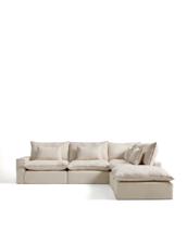 Диван La Forma (ех Julia Grup) Угловой модульный диван Anarela бежевый из льна и вискозы со съемным чехлом, 347 x 307 арт. 483151